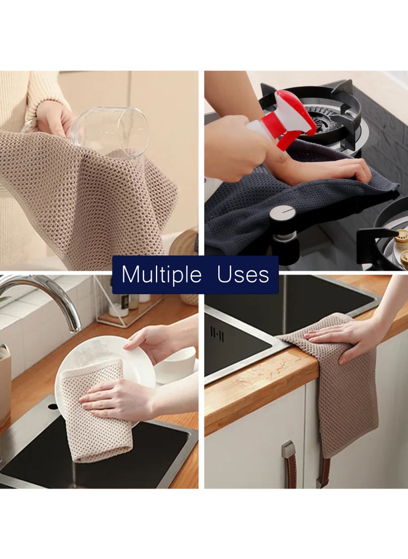 HM2A Kitchen Towels, Cotton Waffle Weave Kitchen Dish Cloths, Waffle Tea Towels Ultra Soft Absorbent Quick Drying Dish Towels, 34x34 CM, 5-Pack and 1 Peice Potato Peleer  - Image 2