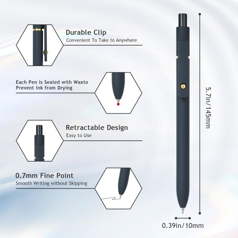 Ddaowanx Gel Pens, 0.7mm Quick Dry Black Ink,Fine Point Smooth Writing Pens,Office School Supplies,Gifts for Women Man(6Pcs Black White Gray, Black) - Image 2