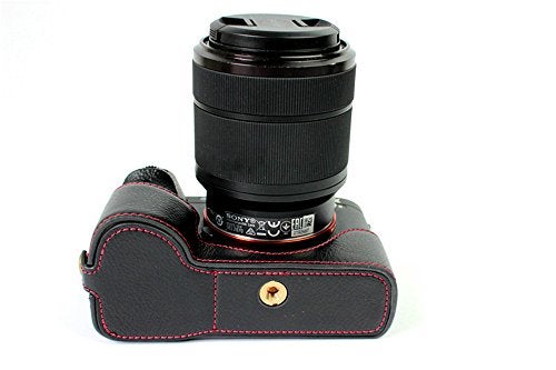 BolinUS Sony A7 Case BolinUS Handmade Genuine Real Leather Half Camera Case Bag Cover for Sony Alpha A7 A7R A7S Bottom Opening Version Hand Strap Black - Image 3