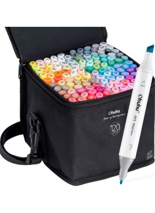Ohuhu Based Art Markers - Double Tipped Coloring Marker Set for Adults Coloring Students Beginners Sketching Illustration - 120 Colors - Chisel & Fine - Oahu of Ohuhu Markers - Refillable Ink - pzsku/ZEAEEB2365162B3E8B7CAZ/45/_/1728063688/598e766b-6973-4831-8117-8aa75a6ba790