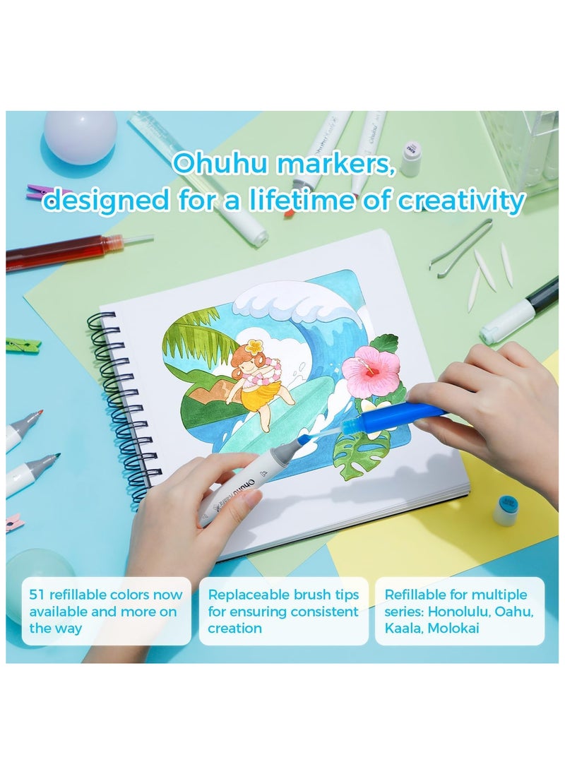 Ohuhu Based Art Markers - Double Tipped Coloring Marker Set for Adults Coloring Students Beginners Sketching Illustration - 120 Colors - Chisel & Fine - Oahu of Ohuhu Markers - Refillable Ink