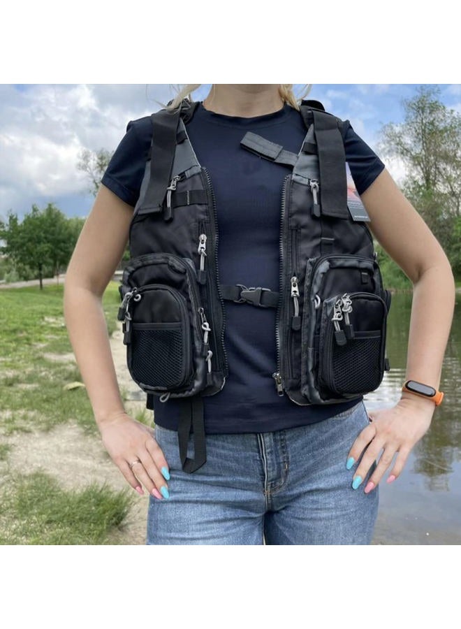 Raprance (Black) - Fly Fishing Vest Pack Adjustable Breathable Outdoor Activity Vest with Retractable Spring Coil Kit for Men and Women - Image 4