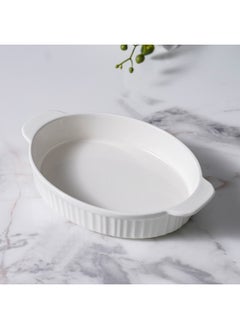 DANUBE HOME Serax Porcelain Oval Baking Dish for Baking Souffle Pudding Unique Design For Kitchen Hotel Restaurant Banquet and Daily Use 25.4X16.9X4.9CM  - Image 1