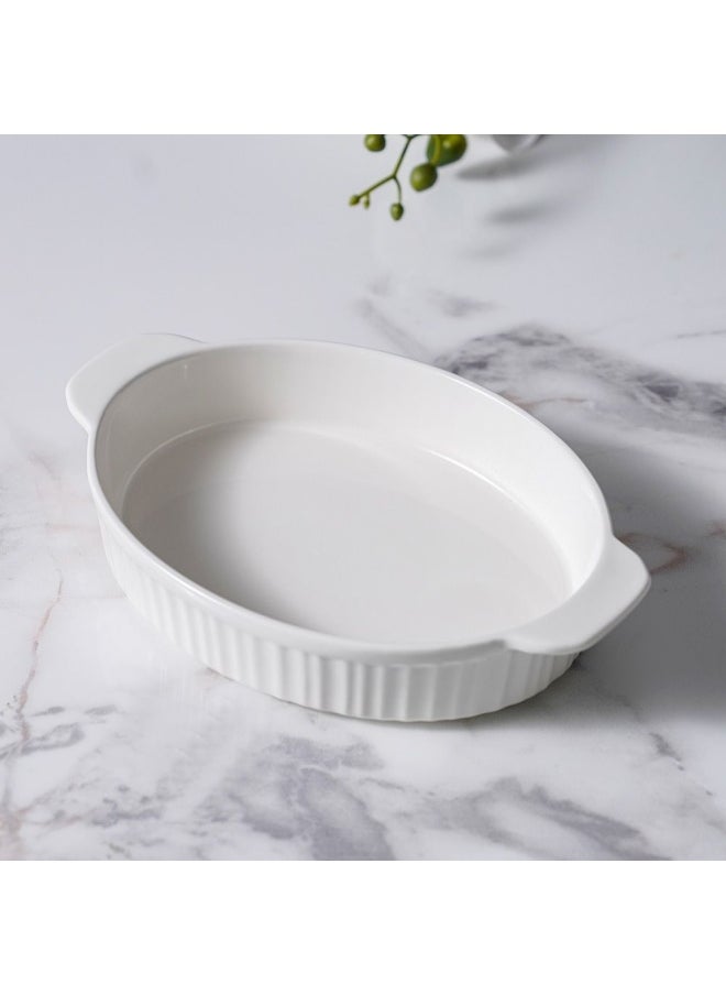 DANUBE HOME Serax Porcelain Oval Baking Dish for Baking Souffle Pudding Unique Design For Kitchen Hotel Restaurant Banquet and Daily Use 25.4X16.9X4.9CM  - Image 1