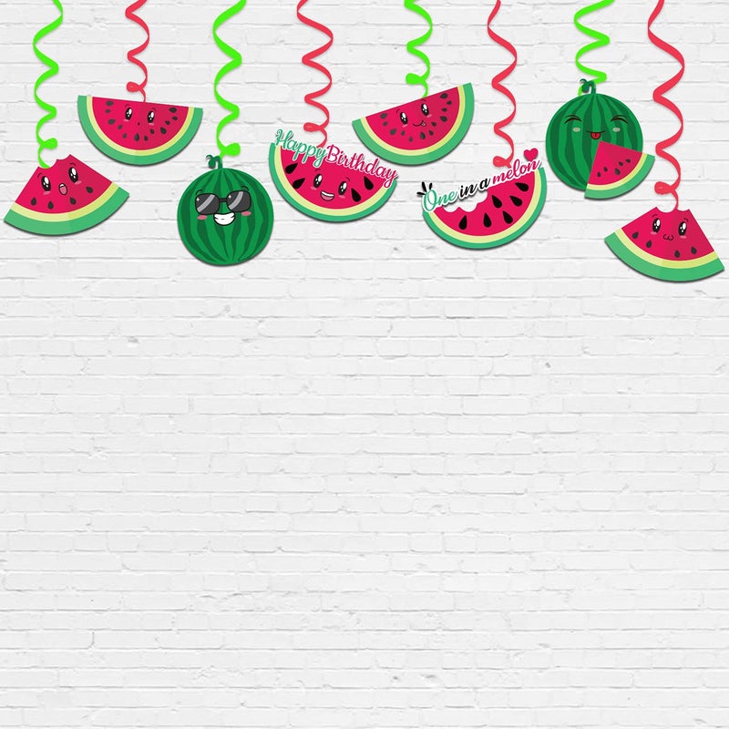 Festiko® Watermelon Theme Birthday Party Supplies and Decorations Items for Baby Boys/Girls/Kids Supplies-6months/1st/One/ - 8Pcs Swirls to Hang from Ceiling - Image 4