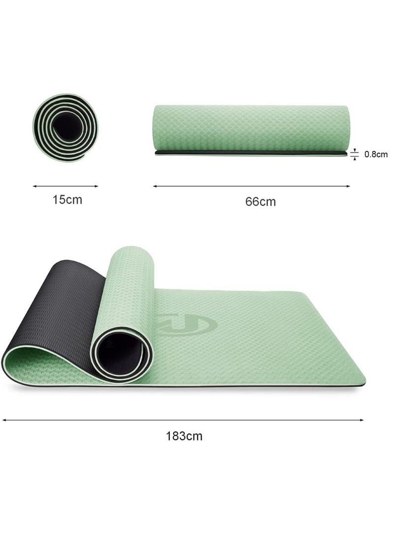 Nariele Thick Yoga Mat 8mm - Knees Supportive Exercise Mat - for Yoga, Pilates, Fitness Exercises and Home Exercise Fitness Mat - Non-Slip Yoga Gym Mat With Carrying Bag - 183*66cm (Green/Black) - Image 3