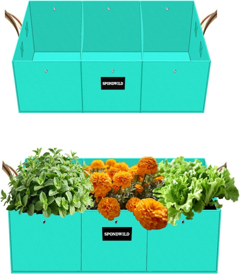 SPONDWILD 2 Pcs 15 Gallon Rectangle Grow Bags for Growing Potatoes, PE Pots Potato Pots Growing Containers Potato Planter Potato Planter for Growing Potatoes, Green - Image 1