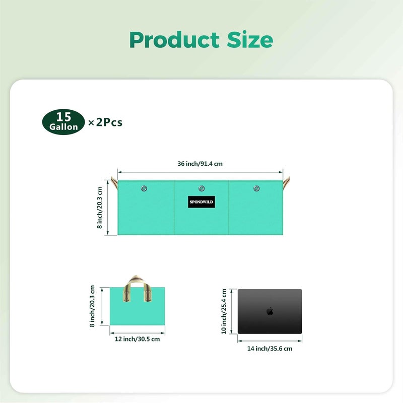 SPONDWILD 2 Pcs 15 Gallon Rectangle Grow Bags for Growing Potatoes, PE Pots Potato Pots Growing Containers Potato Planter Potato Planter for Growing Potatoes, Green - Image 2