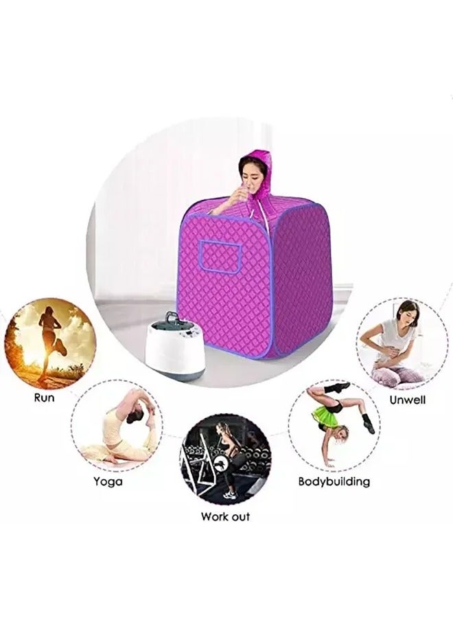Portable Steam Sauna for Home Spa,Folding Steam Sauna with 1000W 2L Generator and Remote Control, Portable Folding Steam Sauna for 2 person,9 Levels Adjustment,Fast Heating in 6 Min Home Sauna Tent for Relaxation (purple)