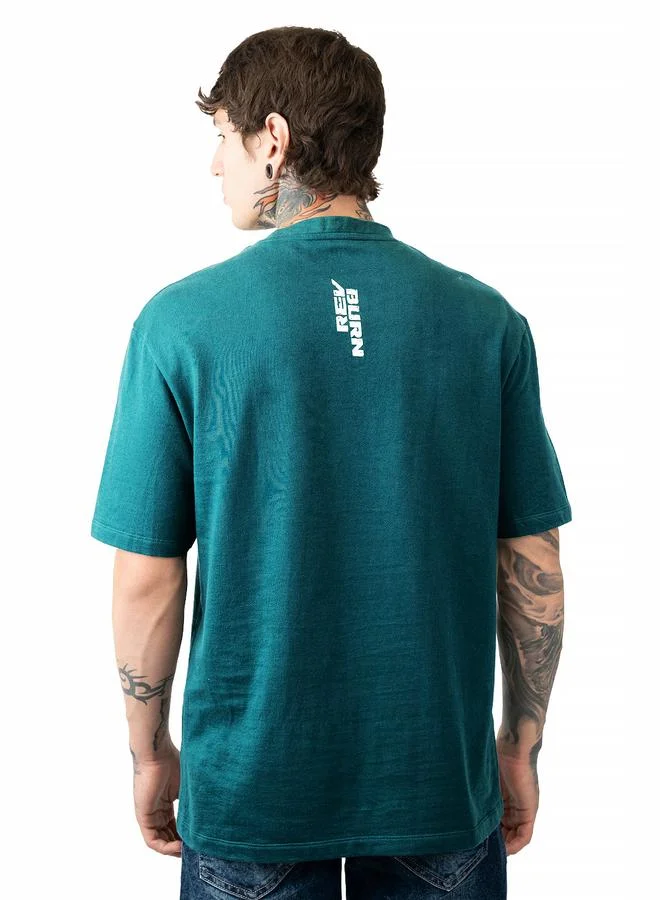 HIGH STAR Moto Racer Graphic Printed Round Neck Short Sleeves Relaxed Fit Cotton T-shirt