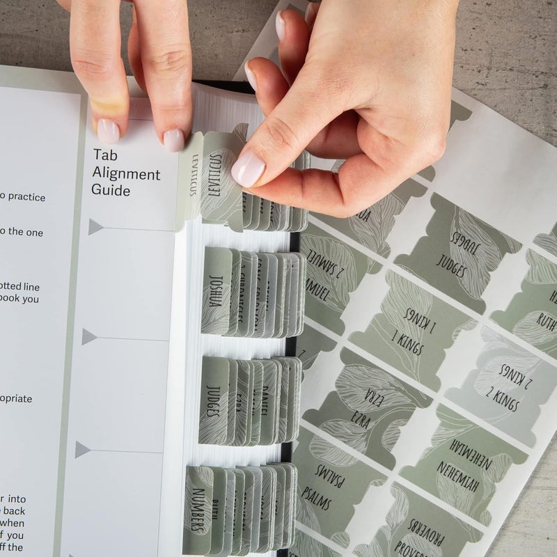DIVERSEBEE Laminated Bible Tabs (Large Print, Easy to Apply), Bible Study Journaling Supplies, 72 Bible Index Book Tabs for Women, Bible Accessories, Includes 6 Blank Tabs - Sage Theme - Image 5