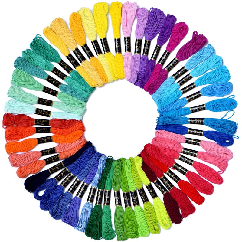 LE PAON Friendship Bracelet String 50 Skeins Fashionable Rainbow Color Embroidery Floss Cross Stitch Embroidery Thread Cotton Floss Bracelet Yarn Craft Floss 