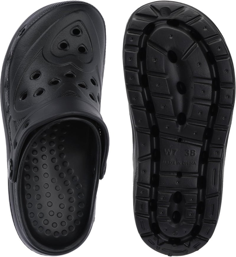 WHITIN Womens Clogs Classic Wedge Adult Garden Shoes EVA Thick Sole Cushioned Closed Toe House Slippers Slides for Female Girls Size 6 Quick Dry Sandals Black 37 - Image 4