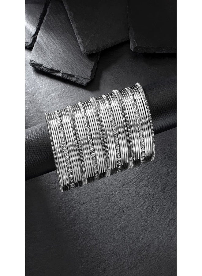Aheli Stylish Indian Oxidized Bangle Set Ethnic Traditional Bollywood Fashion Wedding Wear Jewelry Gift for Women 2.8 Inch - Image 2