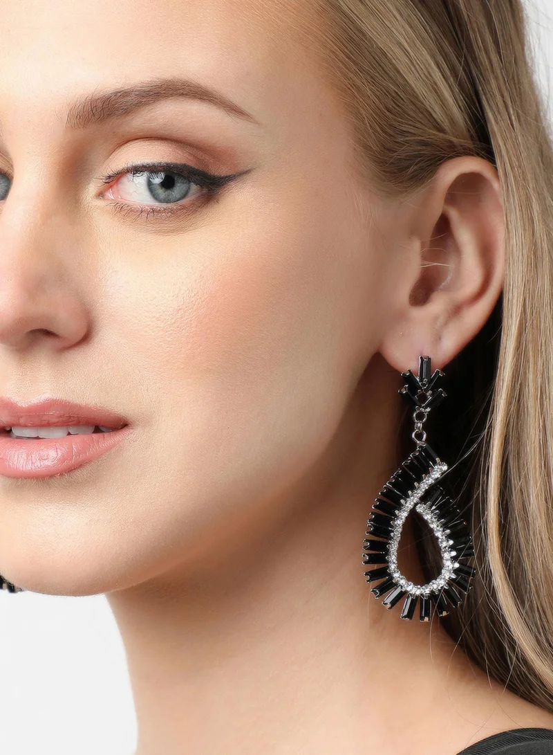 سوهي قرط متدلي من الحجر مصمم للحفلات مطلي بالذهب