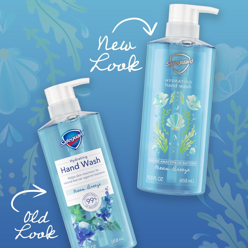 Safeguard Liquid Hand Soap, Micellar Deep Cleansing, Washes Away 99% Bacteria, Made with Natural Moisturizers, Enriched with Skin Conditioners, PH Balanced, Ocean Breeze Scent 15.5 oz (Pack of 4) - Image 4