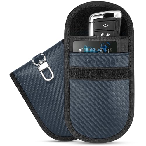 TICONN 2PK Faraday Bags for Car Keys Fob 325X475 Faraday Cage Protector Car RFID Signal Blocking AntiTheft Pouch AntiHacking Case Blocker Navy S - Image 1