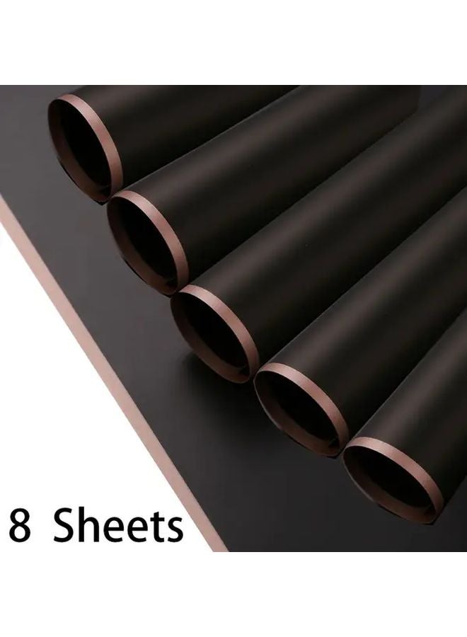 Black Floral Wrapping Paper 8 Sheets Golden Border Semi Transparent Pastel - Image 1