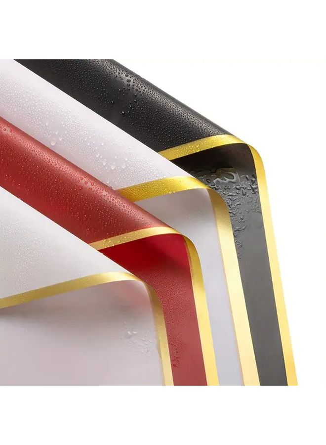 Black Floral Wrapping Paper 8 Sheets Golden Border Semi Transparent Pastel - Image 5