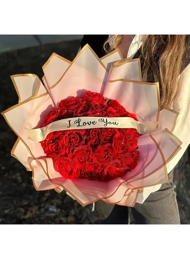 Black Floral Wrapping Paper 8 Sheets Golden Border Semi Transparent Pastel - Image 3