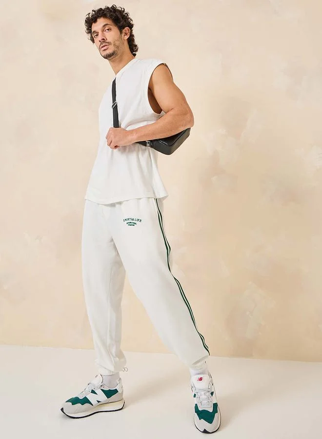 Styli Side Tape Detail Premium Terry Relaxed Fit Jogger