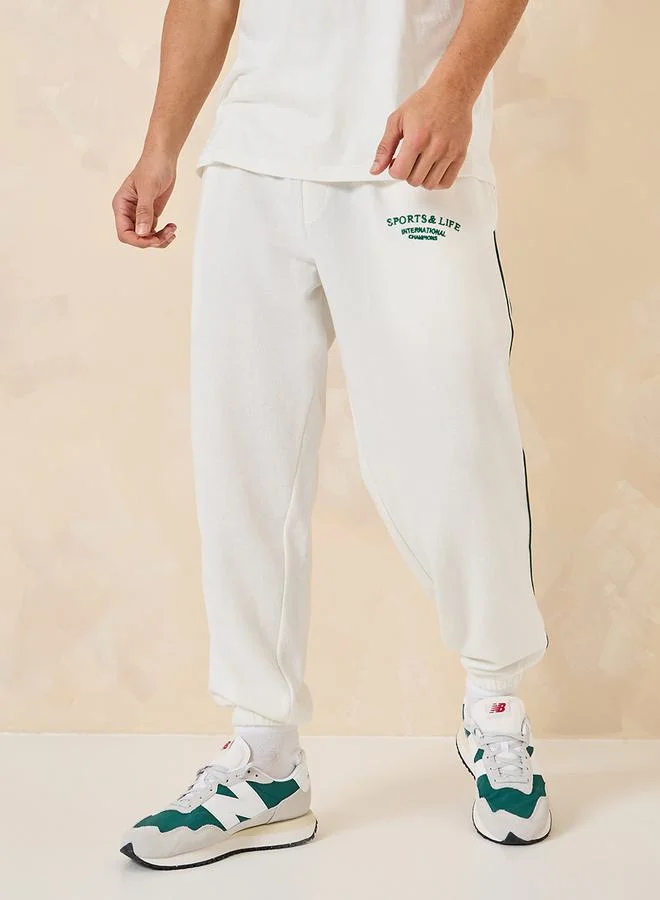 Styli Side Tape Detail Premium Terry Relaxed Fit Jogger