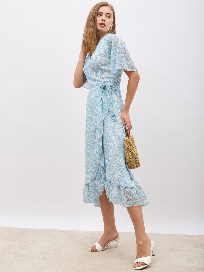 Floral Print Wrap Dress