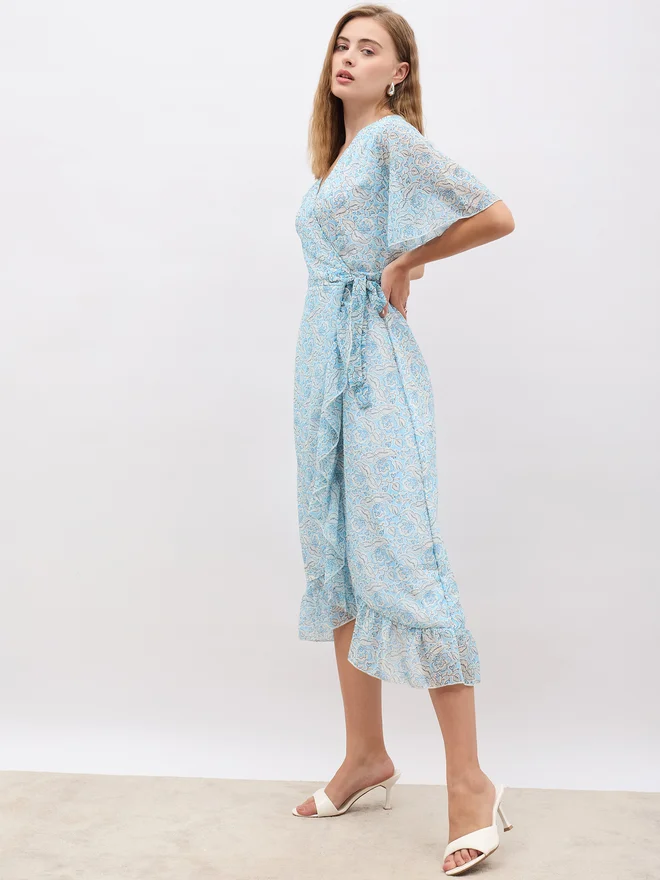 Styli Floral Print Wrap Dress