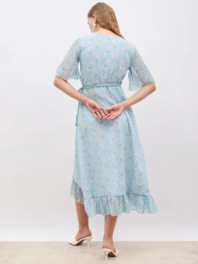 Styli Floral Print Wrap Dress