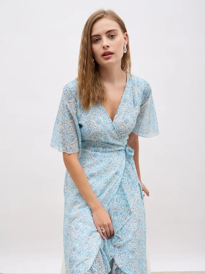 Styli Floral Print Wrap Dress
