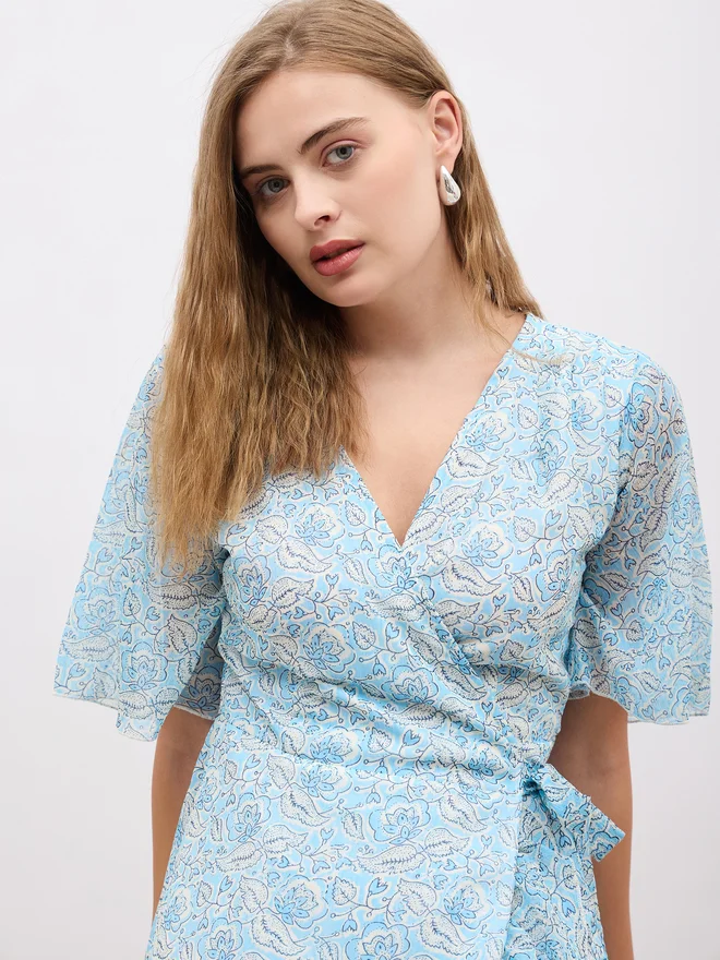 Styli Floral Print Wrap Dress