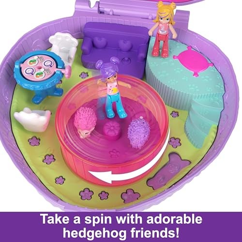 Polly Pocket مجموعة ألعاب بولي بوكيت، مقهى القنفذ المدمج مع دميتين صغيرتين و 10 ملحقات، لعبة سفر مع تصميم خارجي مريح - Image 5