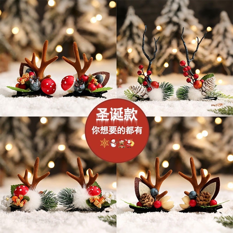 Christmas Cute Deer Horn Hairband Headwear Fairy Dress Up Hair Accessories Elk Hairpin Luminous Hairpin Sweet Mori Style - Image 2