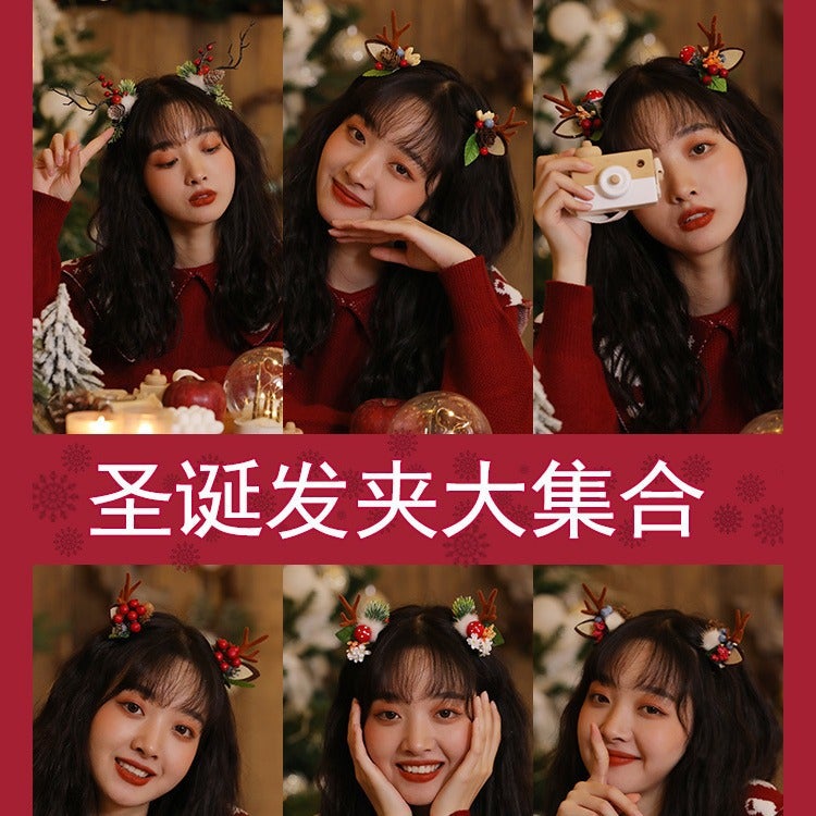 Christmas Cute Deer Horn Hairband Headwear Fairy Dress Up Hair Accessories Elk Hairpin Luminous Hairpin Sweet Mori Style - Image 3