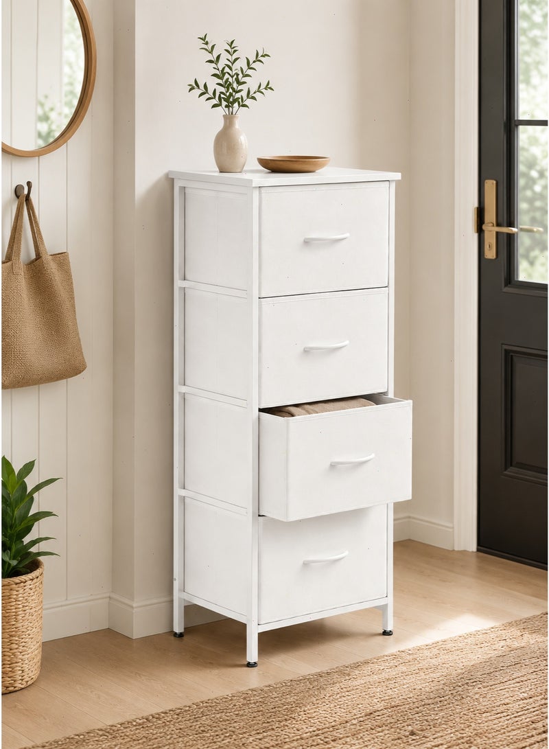 Fabric Storage Dresser with 4 Drawers, Sturdy Steel Frame & Wood Top Easy Pull Handle, Multi-Purpose Clothes Storage Tower for Bedroom Closet Entryway - Image 1