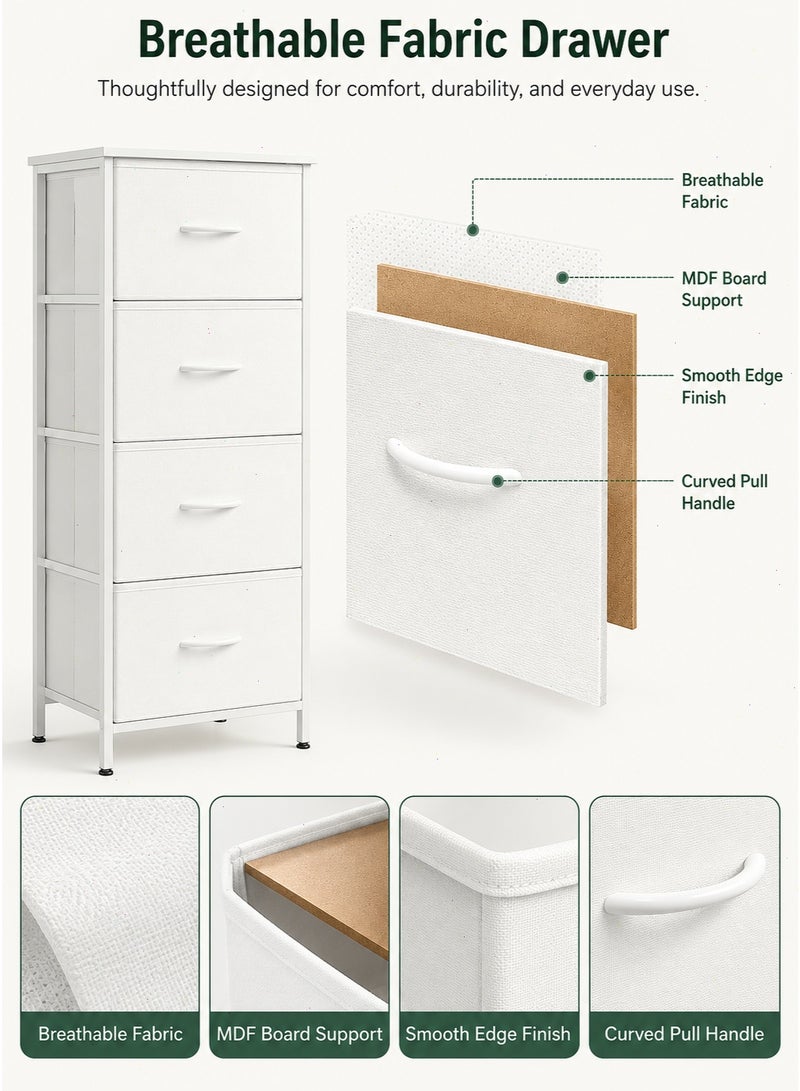 Fabric Storage Dresser with 4 Drawers, Sturdy Steel Frame & Wood Top Easy Pull Handle, Multi-Purpose Clothes Storage Tower for Bedroom Closet Entryway - Image 4