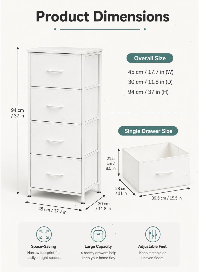 Fabric Storage Dresser with 4 Drawers, Sturdy Steel Frame & Wood Top Easy Pull Handle, Multi-Purpose Clothes Storage Tower for Bedroom Closet Entryway - Image 2