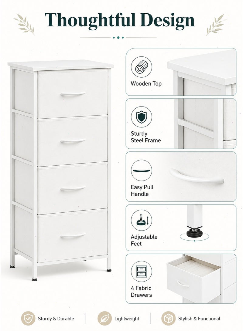 Fabric Storage Dresser with 4 Drawers, Sturdy Steel Frame & Wood Top Easy Pull Handle, Multi-Purpose Clothes Storage Tower for Bedroom Closet Entryway - Image 3