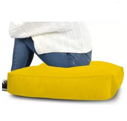 Square Cushion Pillow for Tub Car Office Chair Balcony Bedroom 40 x 40 cm Microfibre Solid Floor Cushion Pack of 2 Yellow  - Image 2