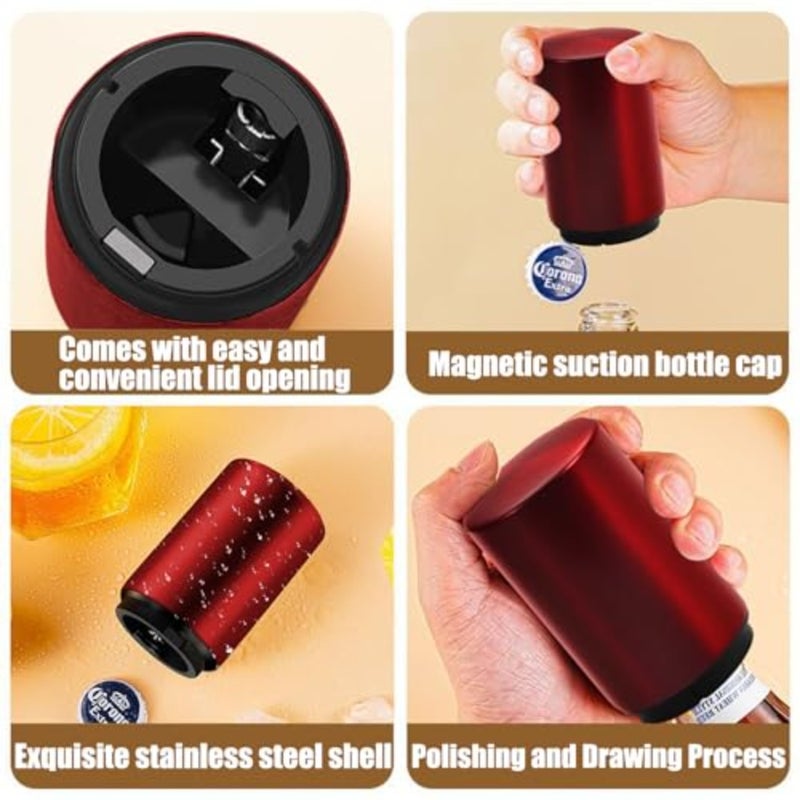 Automatic Bottle Opener Magnetic Stainless Steel Push Down Opener Destapadores de Cerveza, Down-Pop Off Beer Bottle Opener with Magnetic Cap Catcher, Home Bars Kitchen Cool Bartender Tools - Image 5