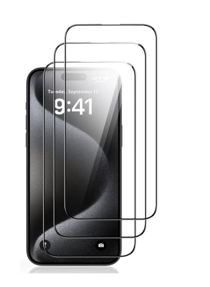 TIGER iPhone 15 Pro Privacy Screen Protector – 3 Pack Anti-Spy Tempered Glass, 9H Hardness, Scratch-Resistant, Full Coverage, Anti-Fingerprint, Bubble-Free, Easy Installation – Compatible with iPhone 15 Pro 6.1 Inch - Image 1