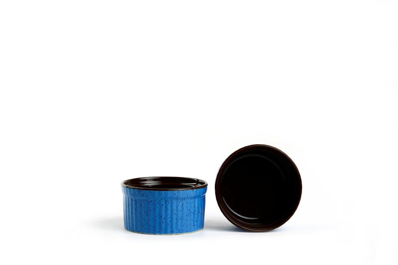 Caffeine Ceramic Handmade 'Brown & Blue' ramekins Bowl (set of 2, 150 ml) - Image 1