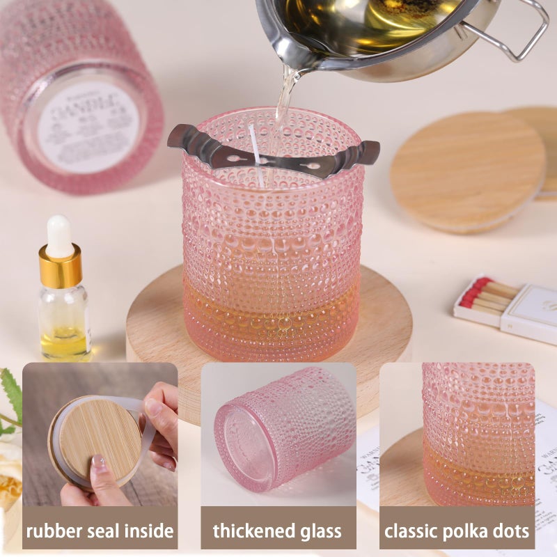 DARJEN 8 Pack Pink Candle Jars for Making Candles- 14 OZ Empty Glass Candle Making Jars with Bamboo Lids and Labels, Candle Containers Candle Making Supplies for DIY Gifts - Image 3