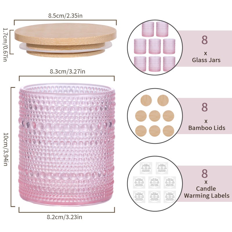 DARJEN 8 Pack Pink Candle Jars for Making Candles- 14 OZ Empty Glass Candle Making Jars with Bamboo Lids and Labels, Candle Containers Candle Making Supplies for DIY Gifts - Image 2
