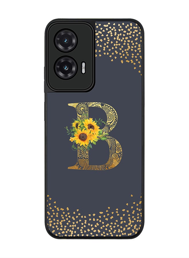 Stylizedd For Motorola Moto G35 Case,Slim fit Camera Protection, Shockproof Thin Phone cover  - Custom Floral Monogram - B  (Grey )