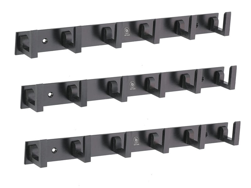 iSTAR 6 Pin Wall Hook Rack – Pack of 3 (Black) | Heavy-Duty Metal Wall Mounted Hooks | Bathroom, Bedroom, Kitchen & Entryway Organizer - Image 4