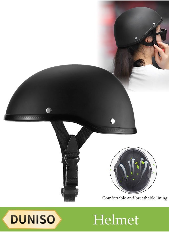 DUNISO Motorcycle Half Helmet, Multifunctional Breathable Open Face Helmet，Retro Harley Scooter Helmet，With Adjustable Buckle , Shockproof And Fall Proof, Suitable For Both Men And Women，Suitable For Riding Bicycles, Motorcycles, Skateboards ﻿  - Image 1