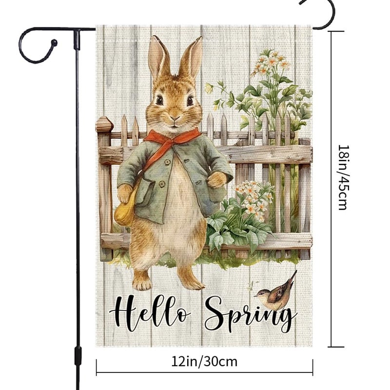 RMXJKIIU Hello Spring Garden Flag 12x18 inch Burlap Double Sided Rabbit Colorful Floral Cardinal Small Garden Flags easter Decorations For Outside Yard Home Outdoor Patio Lawn Decor - Image 3