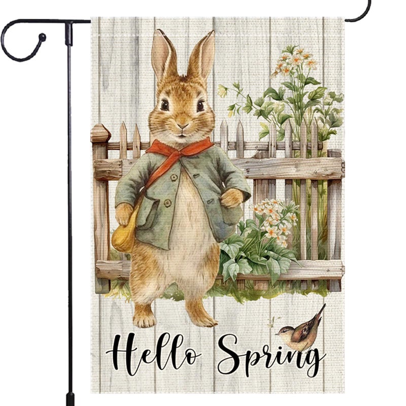RMXJKIIU Hello Spring Garden Flag 12x18 inch Burlap Double Sided Rabbit Colorful Floral Cardinal Small Garden Flags easter Decorations For Outside Yard Home Outdoor Patio Lawn Decor - Image 1