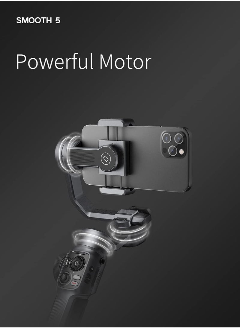 زيون - ZHIYUN Smooth 5 [Official] Gimbal Stabilizer for Smartphones iPhone 13 Pro Max 12 11, Android and iPhone Gimbal 3 Axis with Tripod - Image 1